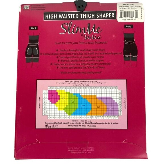 SlimMe By MeMoi High Waisted Thigh Shaper Medium Black Slimming Shorts - Picture 2 of 3